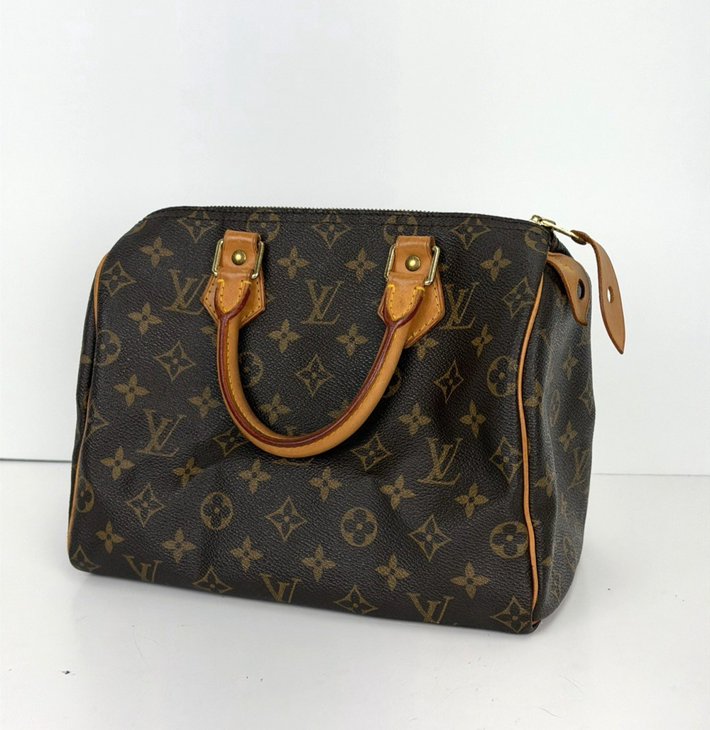 Louis Vuitton Soft Speedy 25 Handbag Vintage Brown LV Monogram Canvas 2004 S-10